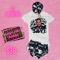 12M Jelly Roll Bummie,Bow, Onesie Set